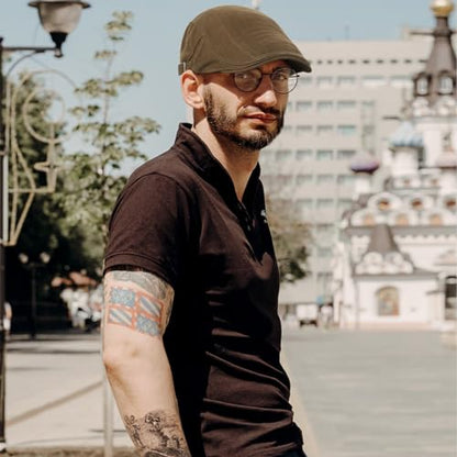 3Pcs Cotton Newsboy Hat for Men Cool Adjustable Flat Cap - color: Black+darkgrey+coffee