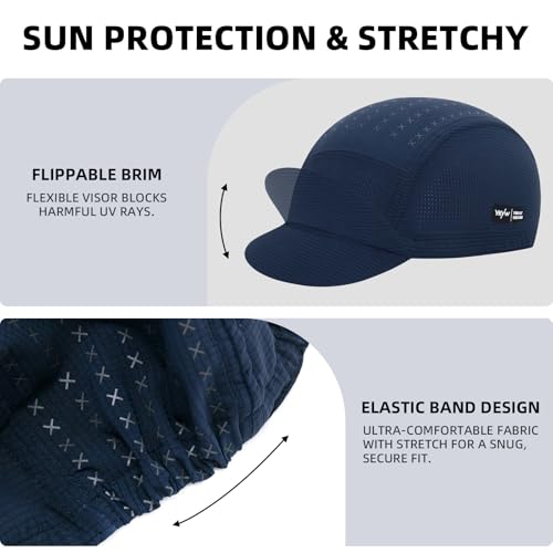 YKYWBIKE Cycling Cap for Men & Women,Sun Protection Cycling Hat Under Cycling Helmet,Cooling Helmet Liner with Sun Visor - color: Dark Blue