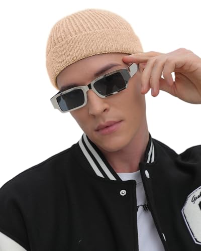 ROYBENS Thin Swag Wool Short Fisherman Beanie for Men Women Knit Winter Hat - color: 1pcs-apricot