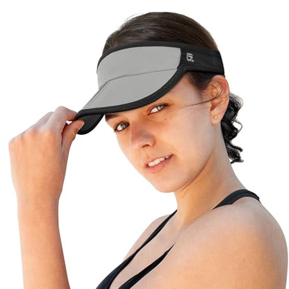 GADIEMKENSD Foldable Sun Visor Hat UPF 50+ Lightweight Adjustable - color: Light Gray Black