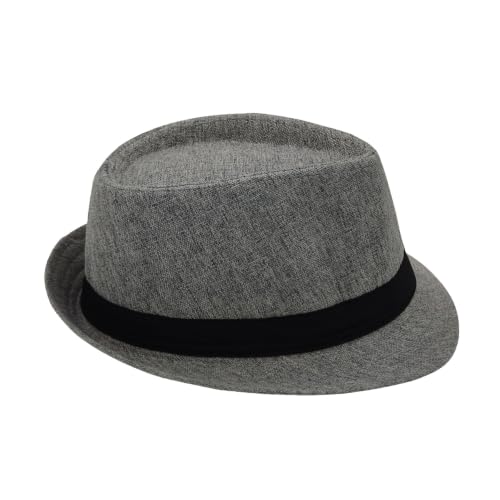 Short Brim Trilby Fedora Hat for Men Women - color: Gray, size: 7 1/2-7 5/8