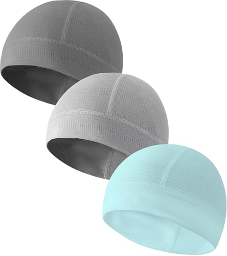 Skull Cap Helmet Liner for Men Women Cooling Hat Running Beanie - color: Set E-dark Gray,light Gray,mint Green