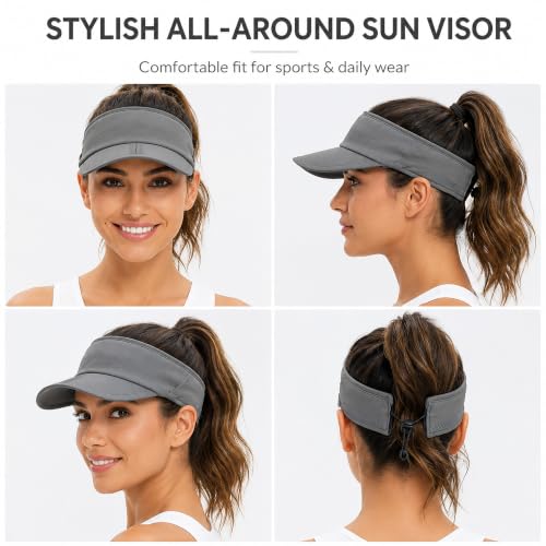 Sun Visor Caps Foldable Brim Adjustable Visor Hats for Women Men - color: 2# Grey