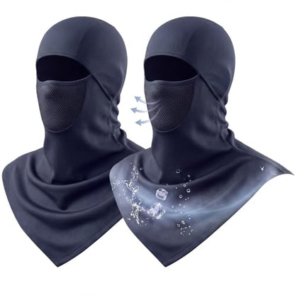 Face Balaclava Neck Cover Cooling Ice Silk Ski Mask - color: Navy Blue