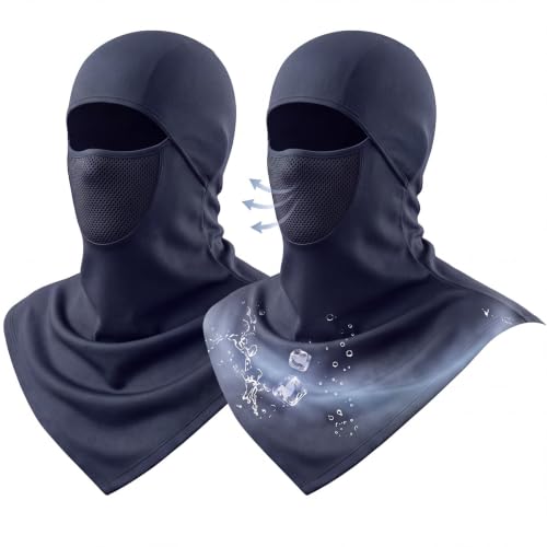 Face Balaclava Neck Cover Cooling Ice Silk Ski Mask - color: Navy Blue