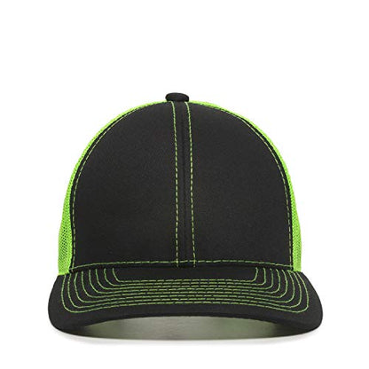 Outdoor Cap Unisex-Adult Outdoor Cap Structured Mesh Back Trucker Cap - color: Black/Neon Green