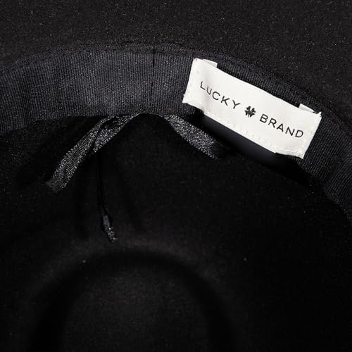 Lucky Brand Womens Ranger Hat | Wide Brim | Felt | Rancher | Americana | Western Inspired | Classic | Fashion | Cowboy - color: Ranger W/ Leopard Band - Black