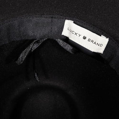 Lucky Brand Womens Ranger Hat | Wide Brim | Felt | Rancher | Americana | Western Inspired | Classic | Fashion | Cowboy - color: Ranger W/ Leopard Band - Black