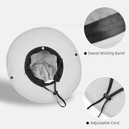 Rosoz Ponytail Sun Bucket Hats for Women UV Protection Foldable Wide Brim - color: 1 Pack-pure Light Grey