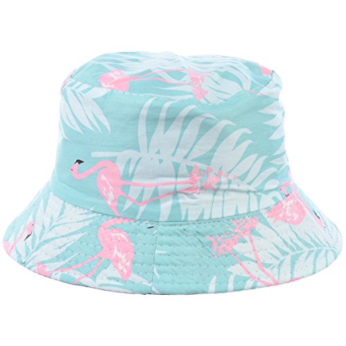 BYOS Unisex Trendy Reversible Lightweight Printed Bucket Hat Packable Outdoor - color: Flamingo Pastel Mint