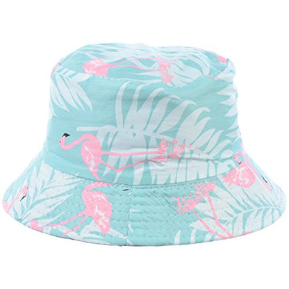 BYOS Unisex Trendy Reversible Lightweight Printed Bucket Hat Packable Outdoor - color: Flamingo Pastel Mint
