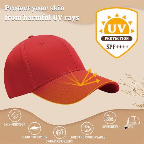 Adjustable Cotton Baseball Cap for Men Women - color: Red