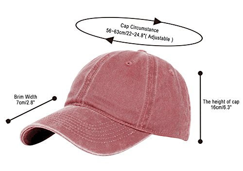 Glamorstar Classic Unisex Baseball Cap Adjustable Washed Dyed Cotton Ball Hat - color: Red Wine