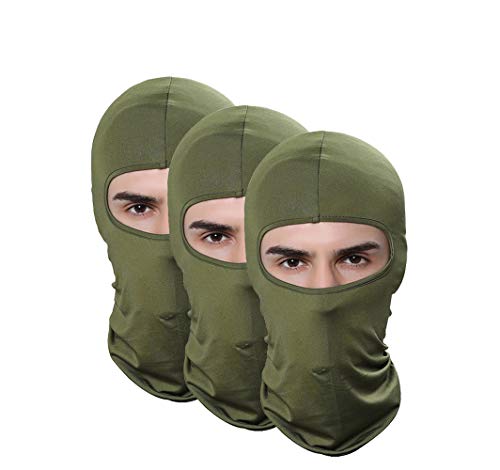 Pack of 3 Ski Mask Bandana Face Hat for Outdoor Airsoft Motorcycle Hood Helmet Balaclavas Headwear - color: Army Green