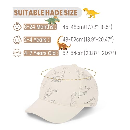 Toddler Sun Hats Baby Boys Cap Girls Adjustable Dinosaur Baseball Kids Hats - color: Green Dinosaur, size: 6-24 Months