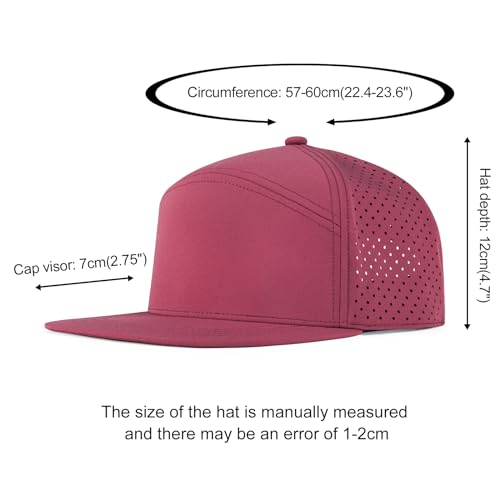 FEINION Men Laser Mesh Flat Brim Snapback Baseball Cap - color: Burgundy