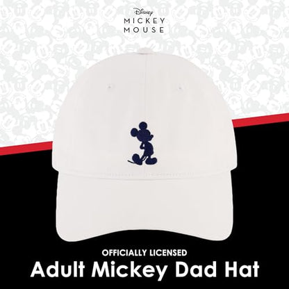 Disney Unisex Adult Disney Mickey Mouse Dad Hat, Adult Baseball Cap with Curved Brim - color: White