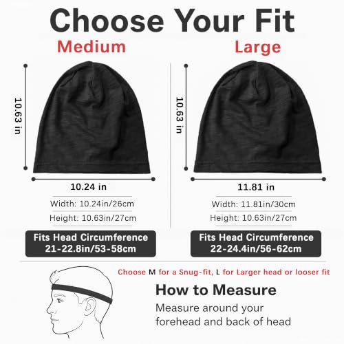 vidsel 100% Cotton Slouchy Beanie, Lightweight Summer Hats for Women Men - color: 1pc Black, size: Large