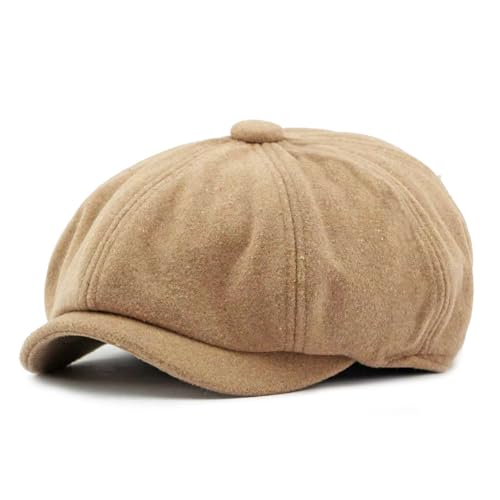 meioro Men's 8 Panel Newsboy Hat Winter Vintage Tweed Flat Cap - color: Green