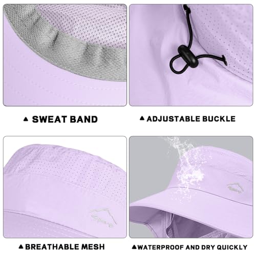 Rosoz Sun Hat for Men Women with Neck Flap& Removable Face Cover Wide Brim - color: 1pack-purple