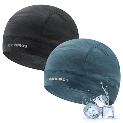 ROCKBROS Helmet Liner Skull Cap for Cycling Motorcycle Men Women Cooling - color: Black & Blue