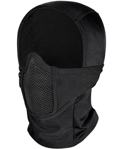 OneTigris Tactical Balaclava Mesh Mask Full Head Airsoft Face Protector - color: Black