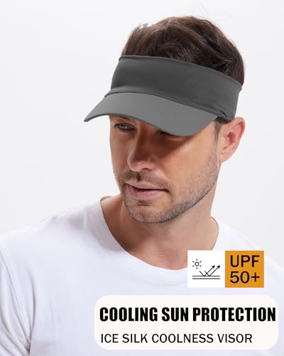 Cooling Sun Stretchy Visor Hat for Men Women,Soft Headband Visors - color: 1-dark Grey