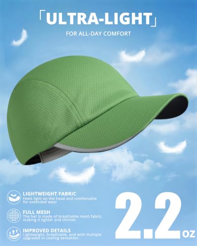 GADIEMKENSD Men’s Running Hat Performance Mesh Cap, Excellent Breathable - color: Green