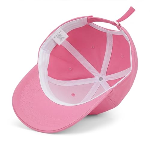 Wishper Studio Embroidered Baseball Cap for Women Men, Cotton Hat with Adjustable Velcro, Minimalist Animal Embroidery - color: Pink Rabbit