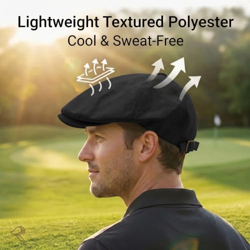 ZLYC Newsboy Cap for Men Summer Flat Cap Lightweight Beret Hat - color: Buckle Black