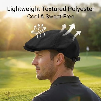 ZLYC Newsboy Cap for Men Summer Flat Cap Lightweight Beret Hat - color: Buckle Black