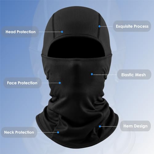 Ski Mask Balaclava Motorcycle Summer Face Mask Shiesty Mask for Men Women - color: Black + Black