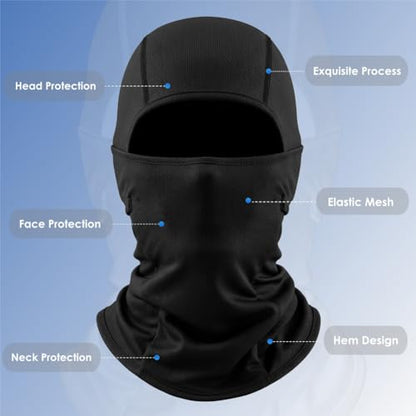 Ski Mask Balaclava Motorcycle Summer Face Mask Shiesty Mask for Men Women - color: Black + Black