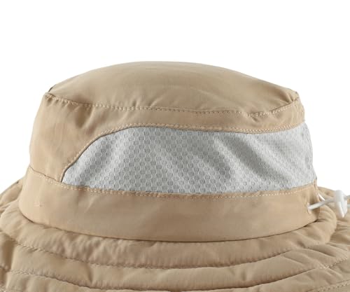 Connectyle Kids Foldable Wide Brim Sun Hat UPF 50+ Sun Protection Bucket Hats Breathable Summer Beach Hat for Boys Girls - color: Dark Khaki, size: Medium