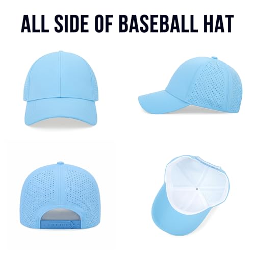 Quick Dry Baseball Cap Curved Brim Snapback Hat Mesh for Men Women - color: Lightblue