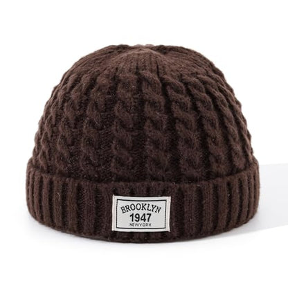 Soft Winter Knitted Hat Skull Cap Sailor Caps Cuff Beanie Cold Weather Brimless Knit Hats Warm Ski Hat Landlord Hats - color: Mg-zzm25101-brown