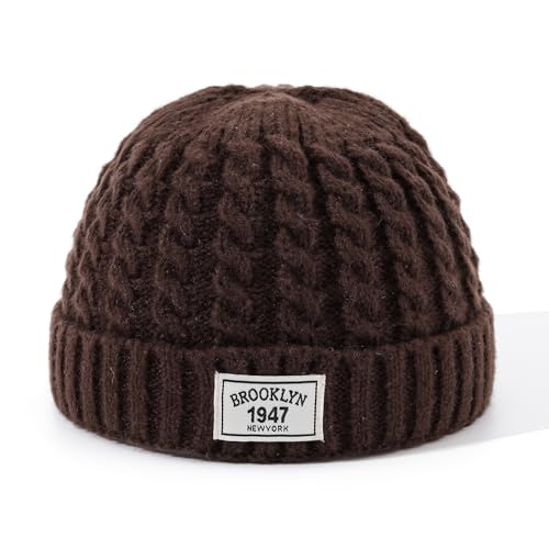Soft Winter Knitted Hat Skull Cap Sailor Caps Cuff Beanie Cold Weather Brimless Knit Hats Warm Ski Hat Landlord Hats - color: Mg-zzm25101-brown