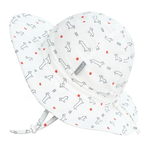 JAN & JUL Adjustable Cotton Floppy Sun Hat with 50+ UPF Protection for Boys - color: Dachshund, size: 6-24 Months