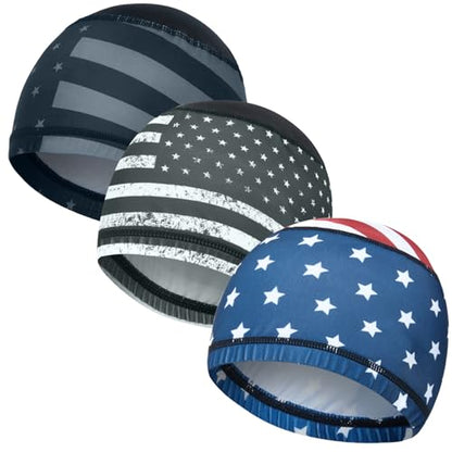 Cooling Skull Caps Helmet Liner Hard Hat Sweat Liner Motorcycle Cycling Cap - color: 3pcs Flag Style