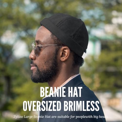 Docker Cap XXL Brimless Hat Oversize Retro No Brim Hats Plus Size Snapback Beanie - color: Black