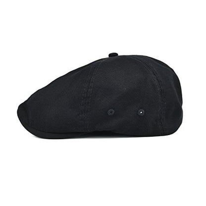 VOBOOM Cotton Washing Flat Cap Cabbie Hat Gatsby Ivy Irish Hunting Newsboy - color: Black