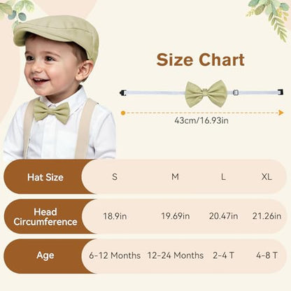 American Trends Baby Boy Newsboy Cap 2 Pack with Bow Tie - color: Navy Blue, size: 1-2T