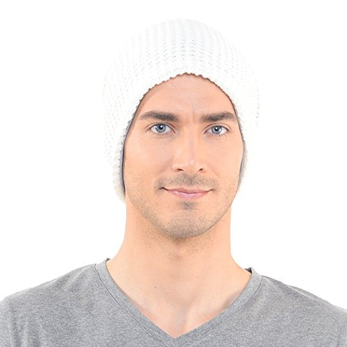 FORBUSITE Mens Slouchy Long Beanie Knit Cap for Summer Winter, Oversize - color: B08-cream, size: Large