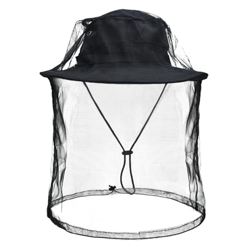 Rosoz Sun Hats for Men Women Bucket Hat UPF Protection Wide Brim Boonie Hat - color: 1pack-black-net