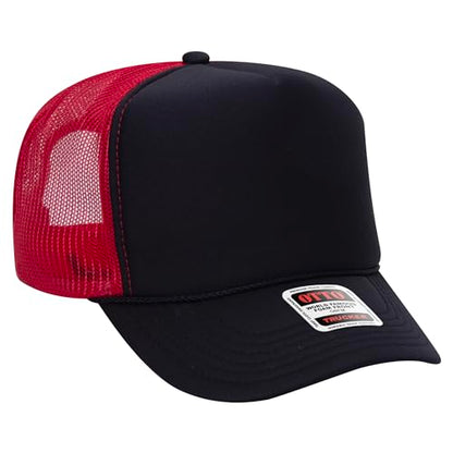 BROTHER TRUCKERS The World's Greatest Polyester Trucker Hat Blank in 73+ Colors - Wholesale Snapback Hat - color: Black/Black/Red