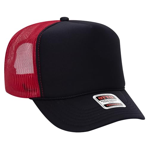 BROTHER TRUCKERS The World's Greatest Polyester Trucker Hat Blank in 73+ Colors - Wholesale Snapback Hat - color: Black/Black/Red