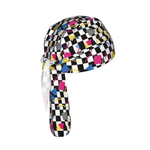 Adjustable Cycling Cap, Quick Dry Sports Bandana Skull Cap Helmet Liner - color: Retro 80s 90s Style Checkered