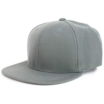 Armycrew Youth Kid's Solid Color Flat Bill Snapback Baseball Cap - color: Charcoal