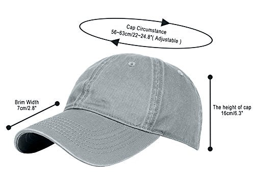 Glamorstar Classic Unisex Baseball Cap Adjustable Washed Dyed Cotton Ball Hat - color: Grey