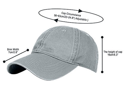 Glamorstar Classic Unisex Baseball Cap Adjustable Washed Dyed Cotton Ball Hat - color: Grey